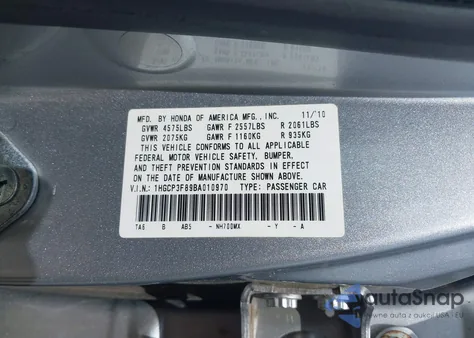 2011 Honda Accord Exl z USA, uszkodzony, nr VIN 1HGCP3F89BA010970